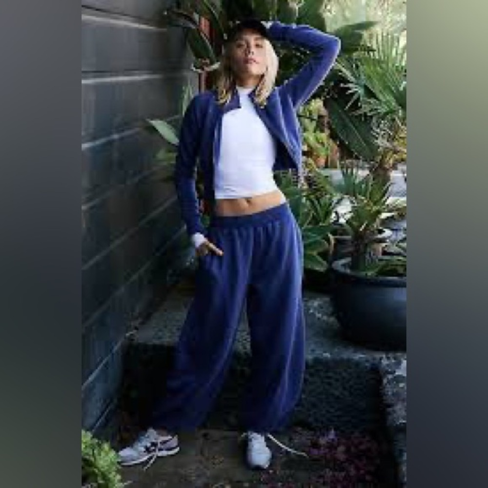 NWT Free People Tie Game Set Joggers Pants ONLY Baller Sweats Sapphire Blue XL